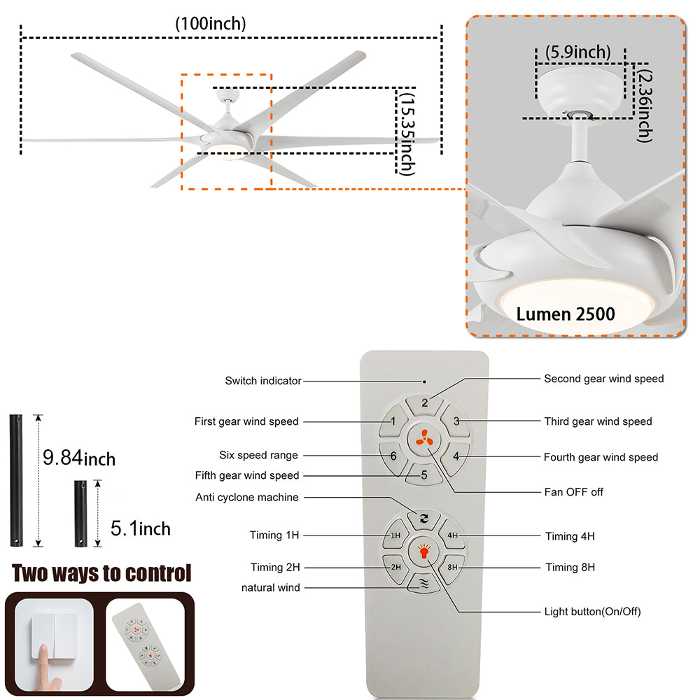100 Inch Ceiling Fan With Light And Remote_7