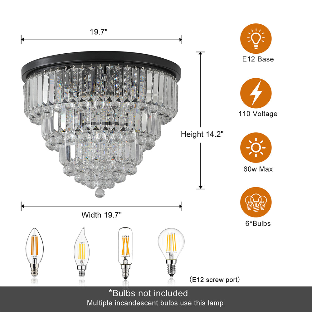 Modern Luxury Crystal Chandelier - Large Ceiling Light Fixture, Black_6