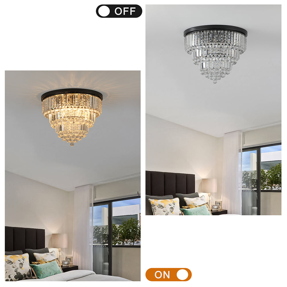 Modern Luxury Crystal Chandelier - Large Ceiling Light Fixture, Black_5