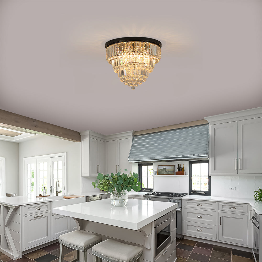 Modern Luxury Crystal Chandelier - Large Ceiling Light Fixture, Black_2
