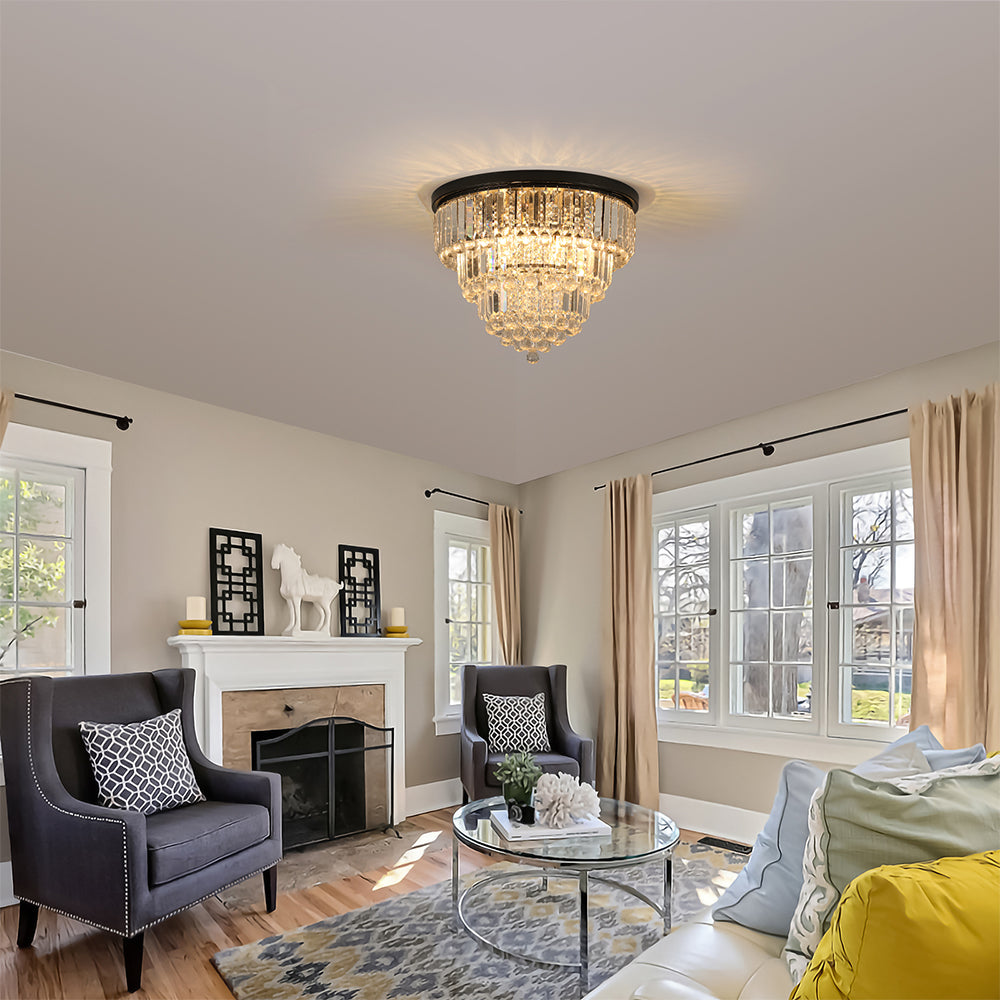 Modern Luxury Crystal Chandelier - Large Ceiling Light Fixture, Black_1
