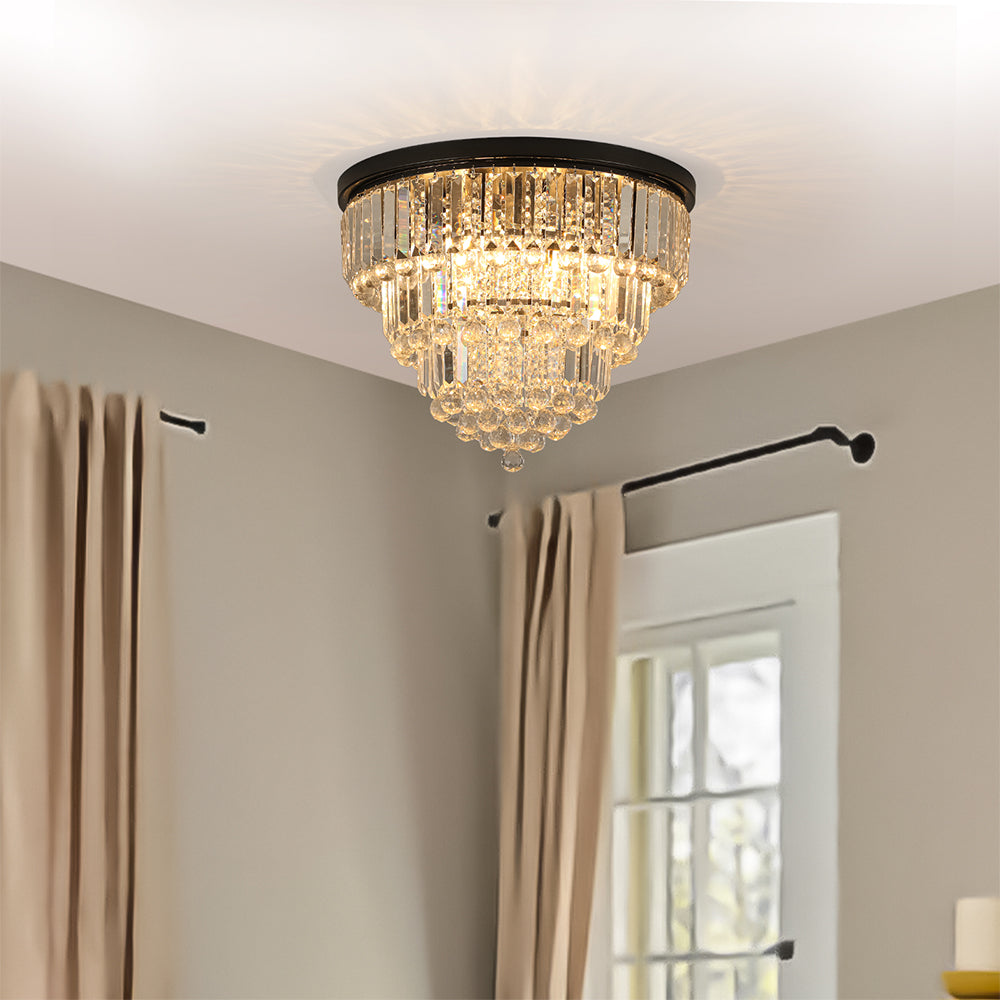 Modern Luxury Crystal Chandelier - Large Ceiling Light Fixture, Black_4