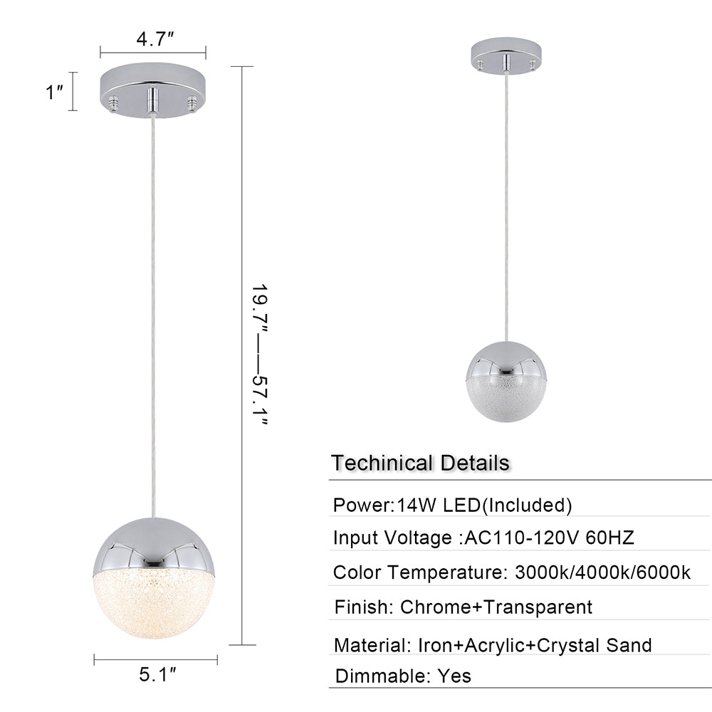 Pendant Light with Dimmable LED - Chrome_8