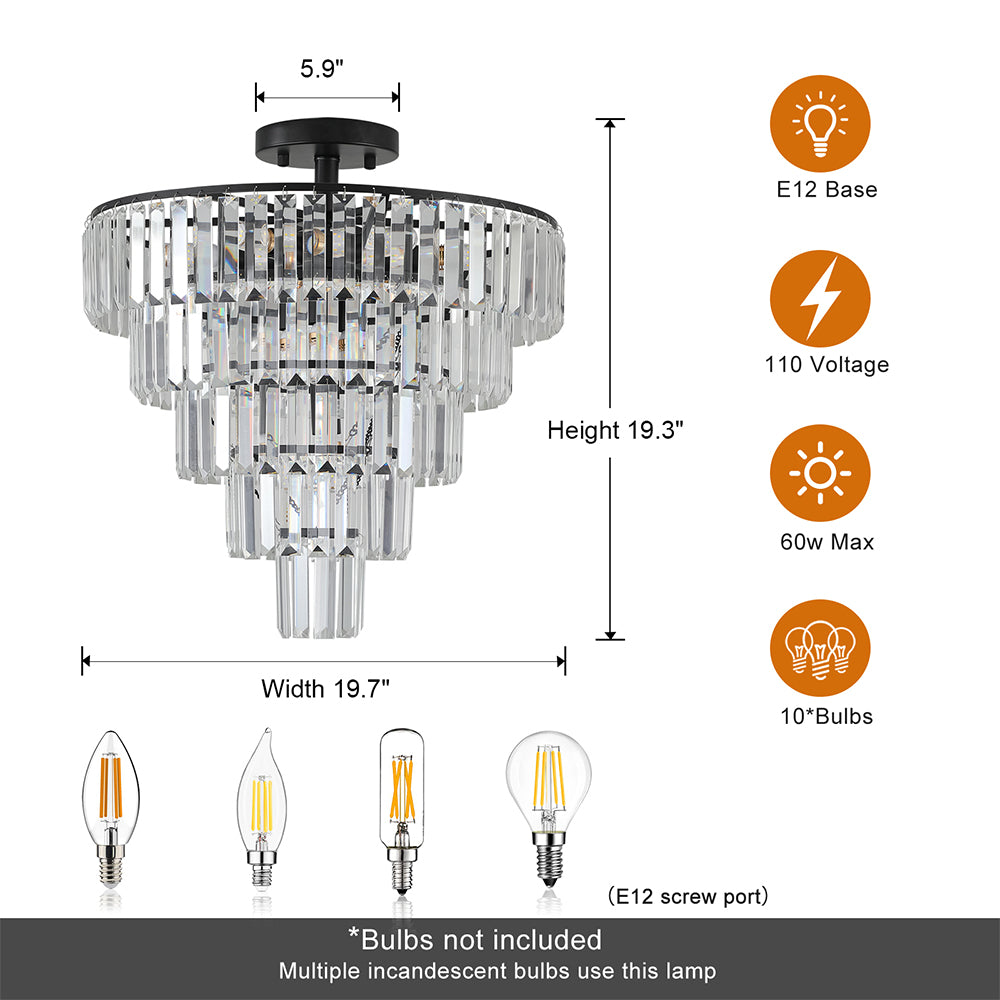 Modern Large Crystal Chandelier - Black_7