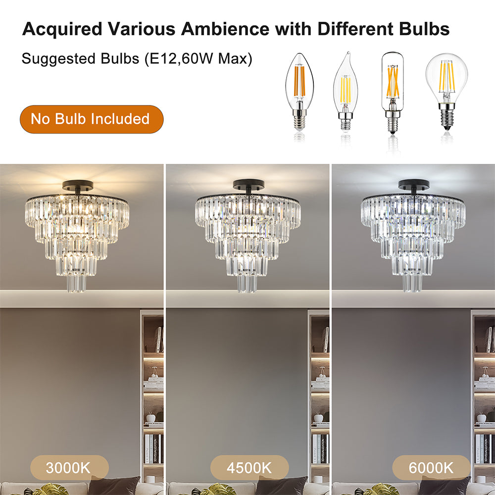 Modern Large Crystal Chandelier - Black_6