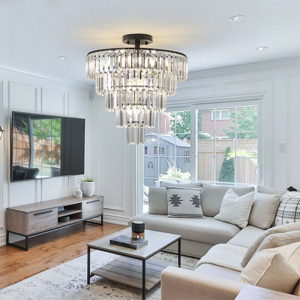 Modern Large Crystal Chandelier - Black_4