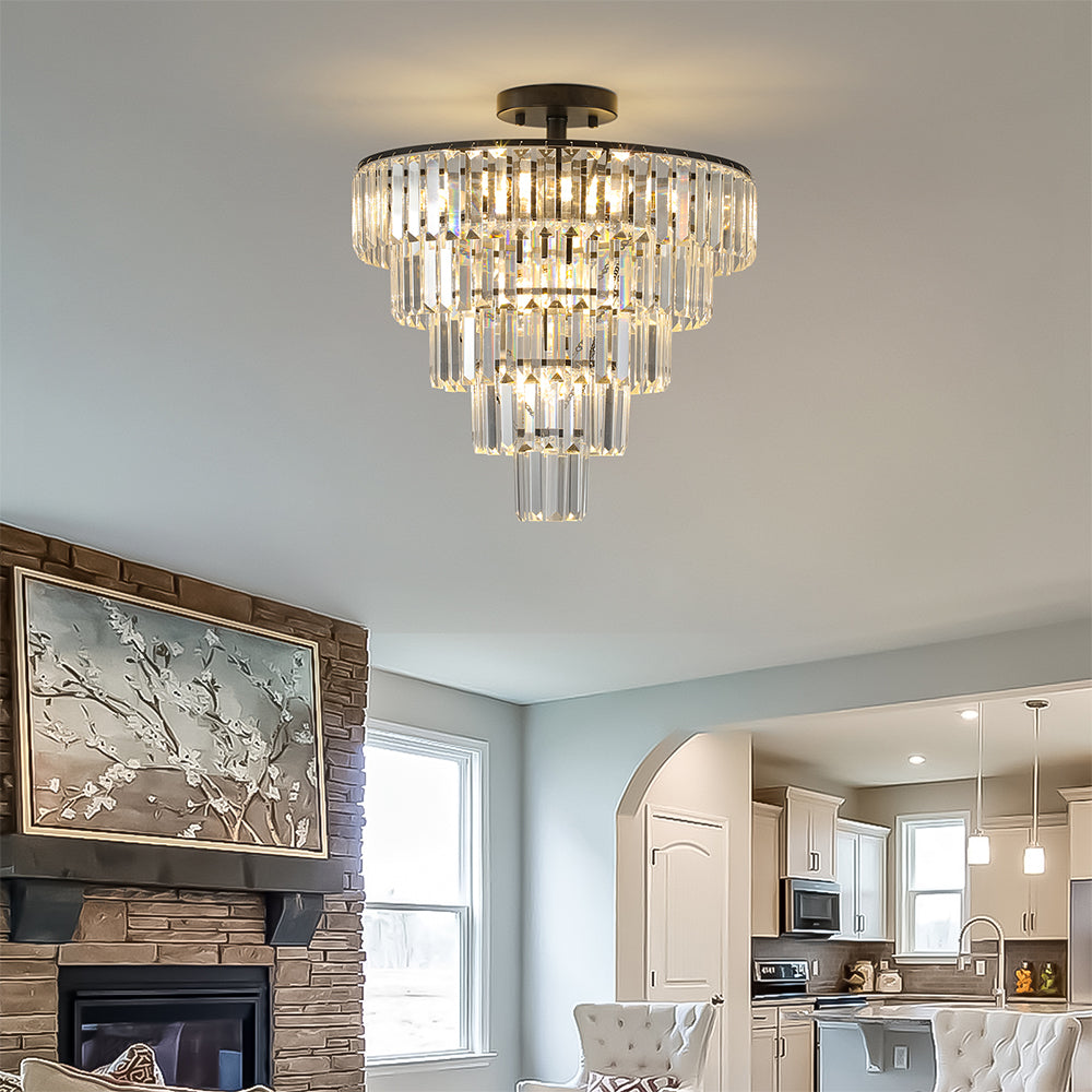 Modern Large Crystal Chandelier - Black_3