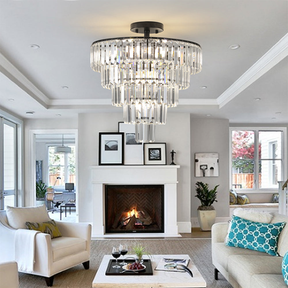 Modern Large Crystal Chandelier - Black_2