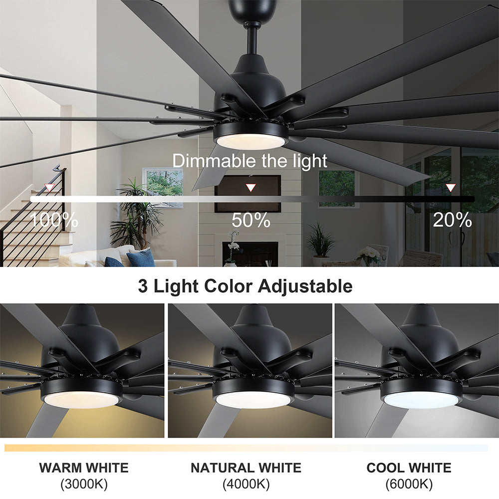 84-Inch Super Large Ceiling Fan with Remote Control - Black_10