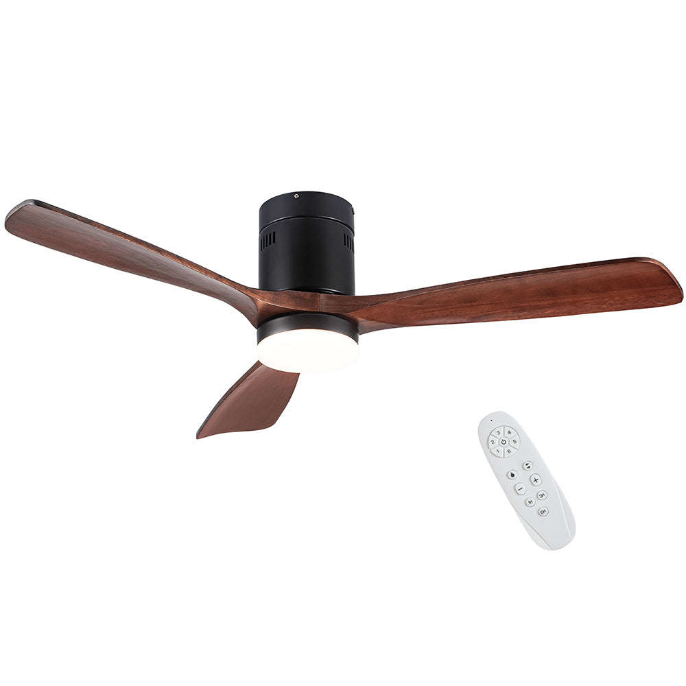 Semi Flush Ceiling Fan with Integrated LED Light - Solid Wood Blade_1