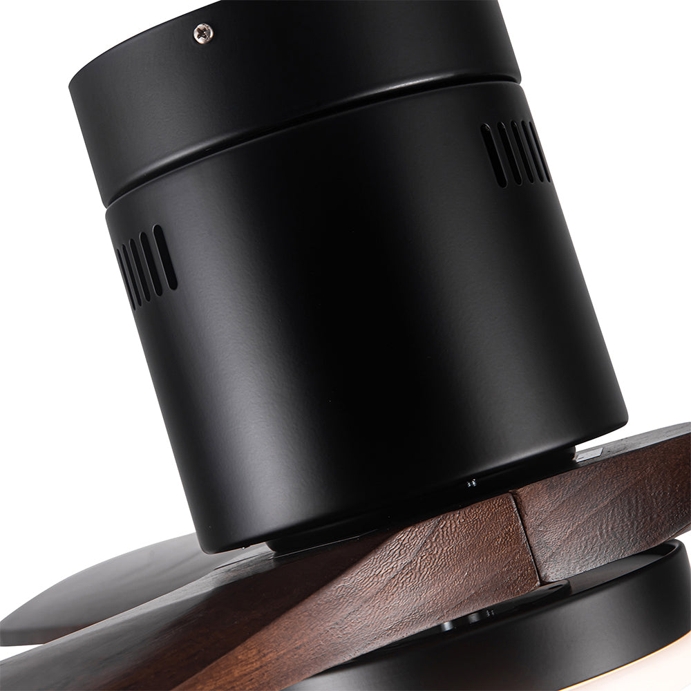 Semi Flush Ceiling Fan with Integrated LED Light - Solid Wood Blade_4
