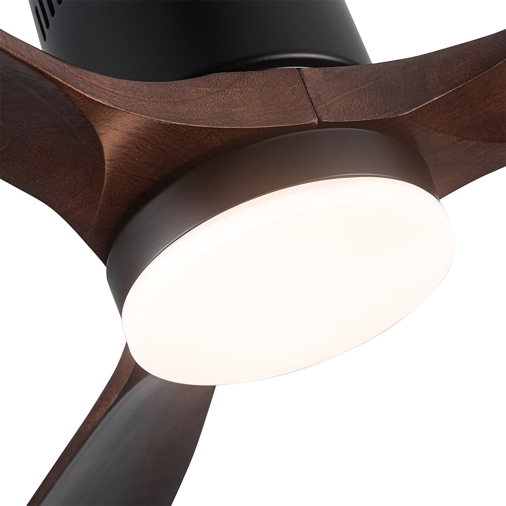Semi Flush Ceiling Fan with Integrated LED Light - Solid Wood Blade_3