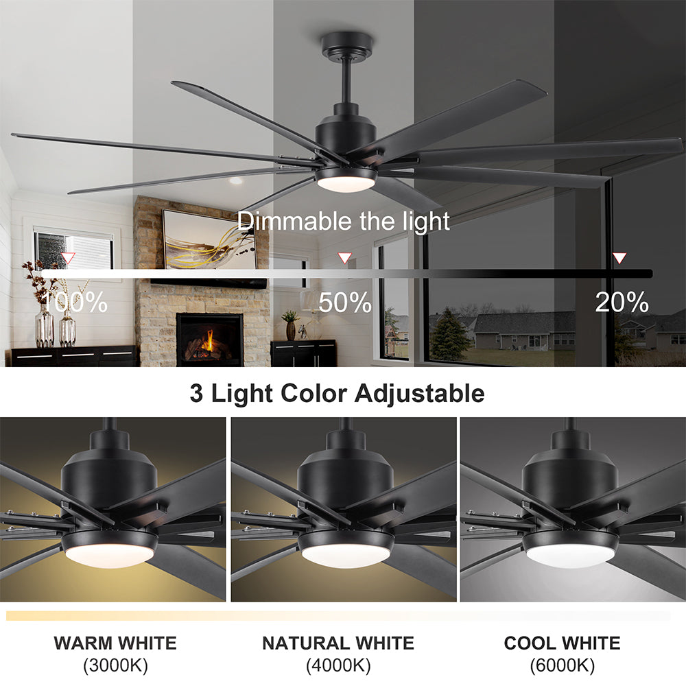 72-Inch Integrated LED Light Ceiling Fan - Black_8