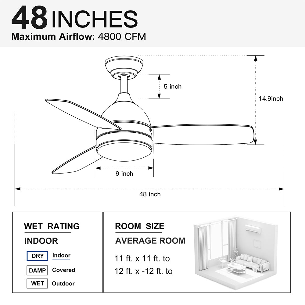 48-Inch Smart Integrated LED Ceiling Fan - White_8