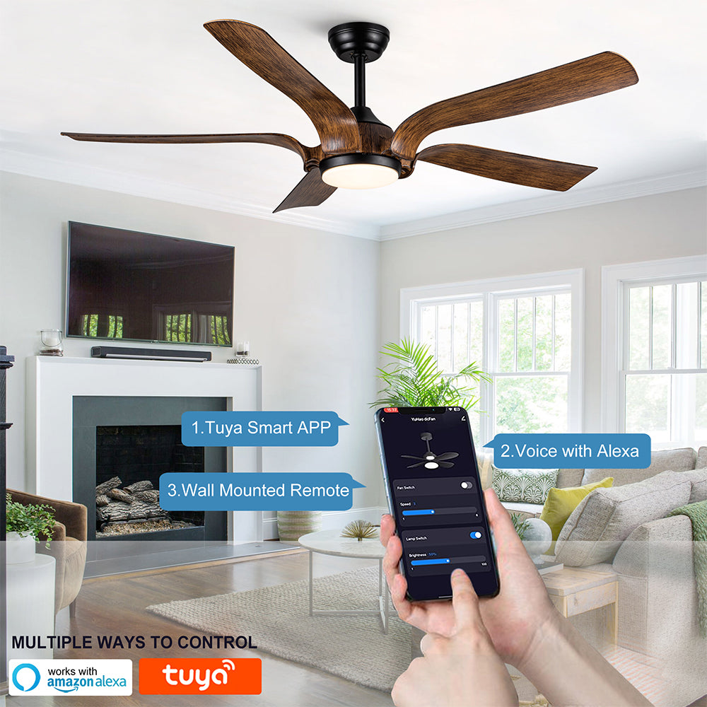 56-Inch Smart Integrated LED Ceiling Fan Lighting - Antique Brown_2