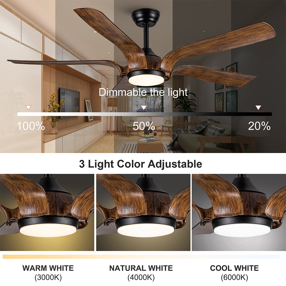 56-Inch Smart Integrated LED Ceiling Fan Lighting - Antique Brown_7