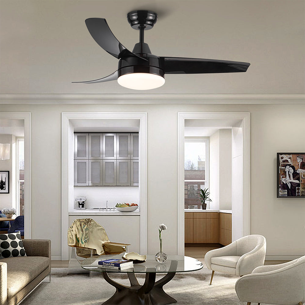 Ceiling Fan with Integrated LED Light - Black_1