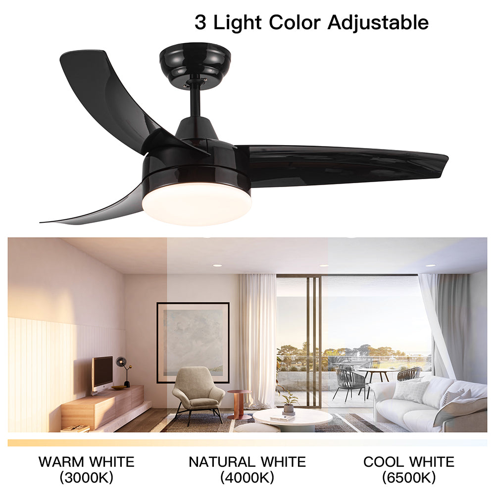 Ceiling Fan with Integrated LED Light - Black_6