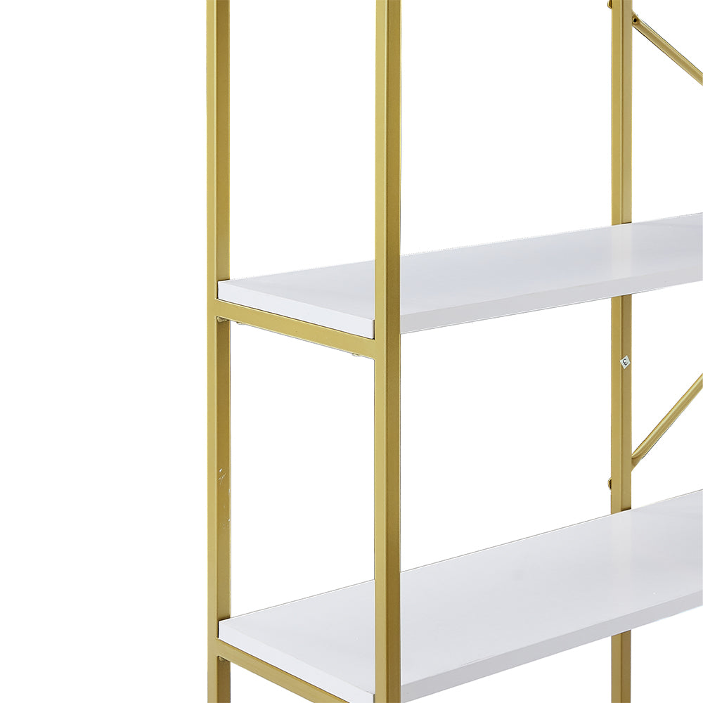 5-Tier Bookcase with Round Top and Gold X-Bar Frame_6