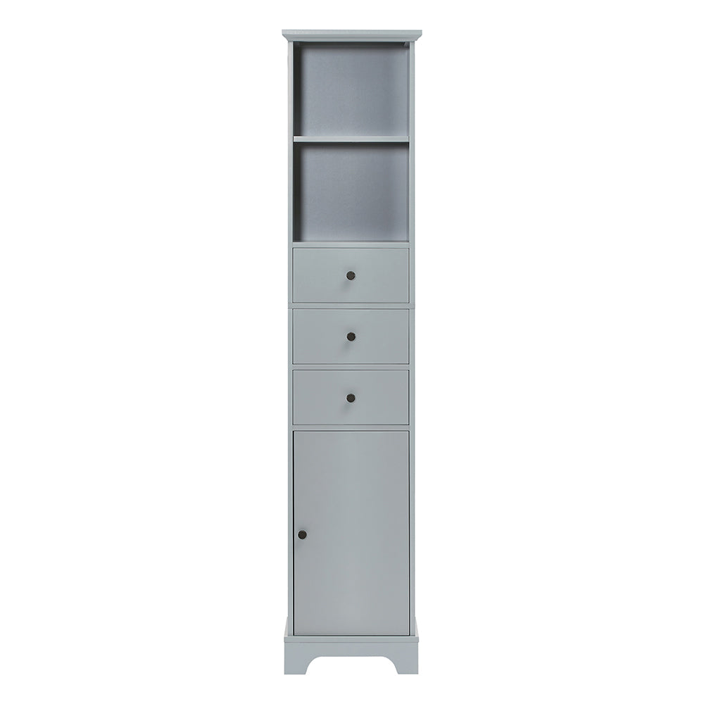 Tall Bathroom Cabinet with 3 Drawers & Adjustable Shelf - Grey_0
