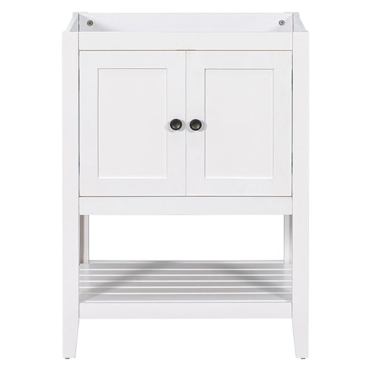 Bathroom Vanity Base with Doors & Open Shelf - White_0