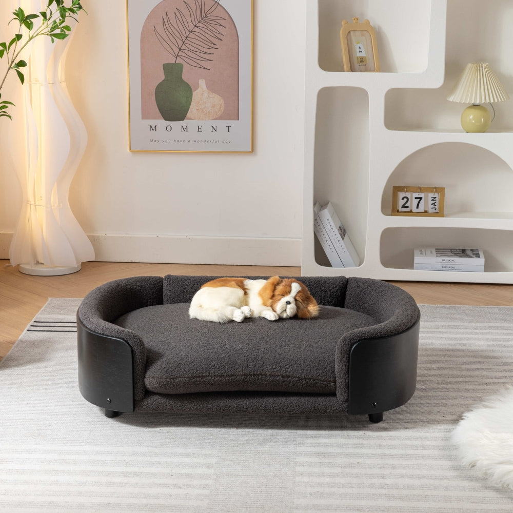 Dog Bed Solid Wood Legs Cashmere Cushion Large_1