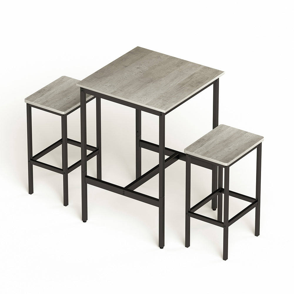 Industrial Style Square Bar Table with 2 Bar Chairs_0
