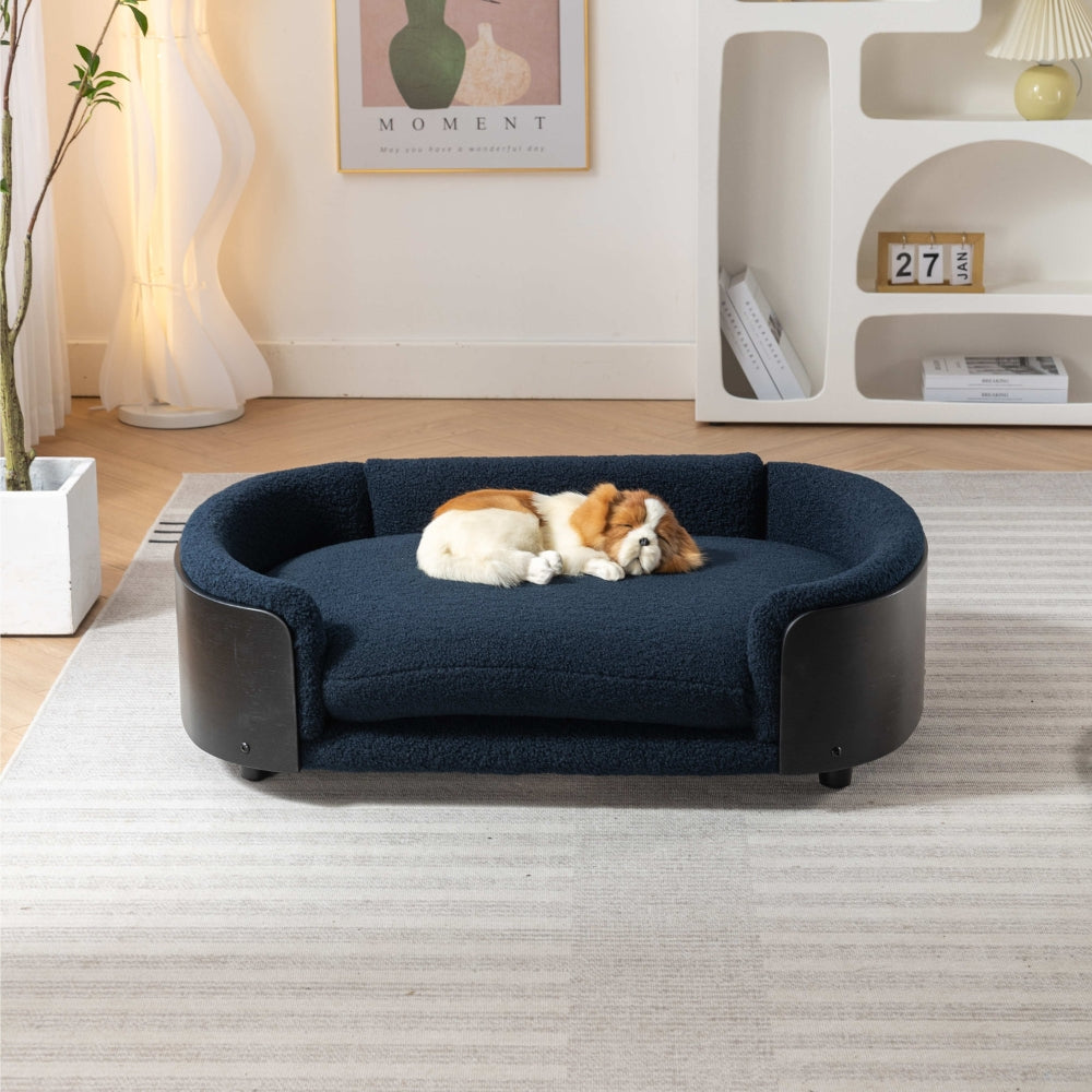 Style Dog Bed Solid Wood Legs, Bent Back, Cashmere Cushion Small_3
