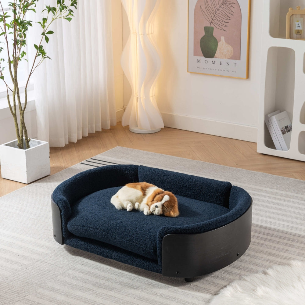 Style Dog Bed Solid Wood Legs, Bent Back, Cashmere Cushion Small_7