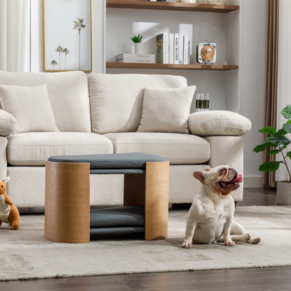 DOUBLE LIFT Pet Sofa Solid Wood Leg Bent Back Scratch Resistant Medium Dark Grey_5