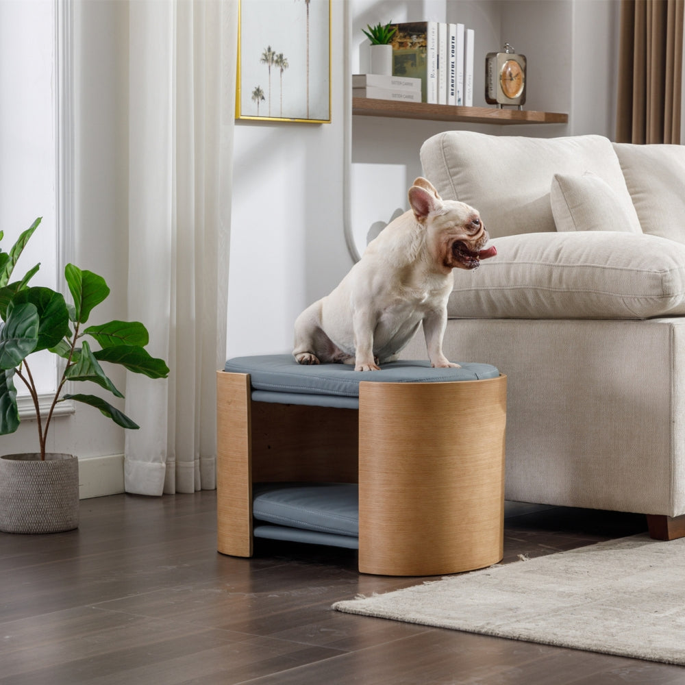 DOUBLE LIFT Pet Sofa Solid Wood Leg Bent Back Scratch Resistant Medium Dark Grey_6