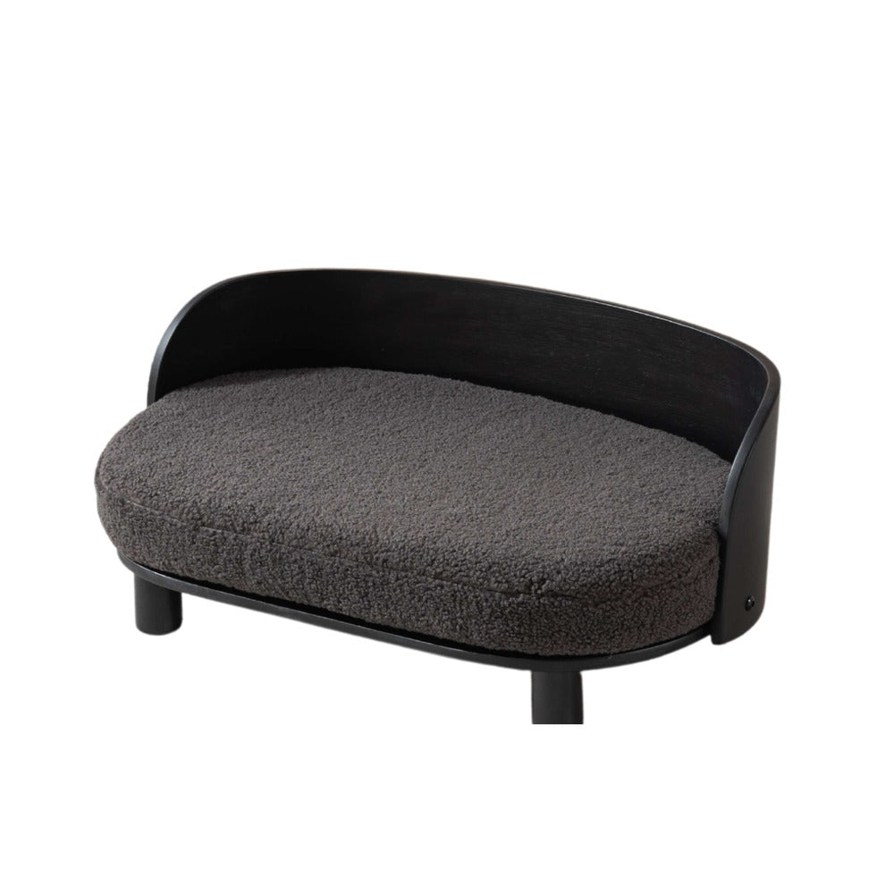 Dog Bed Solid Wood Leg Cashmesh Cushion Black Darcy Grey_1