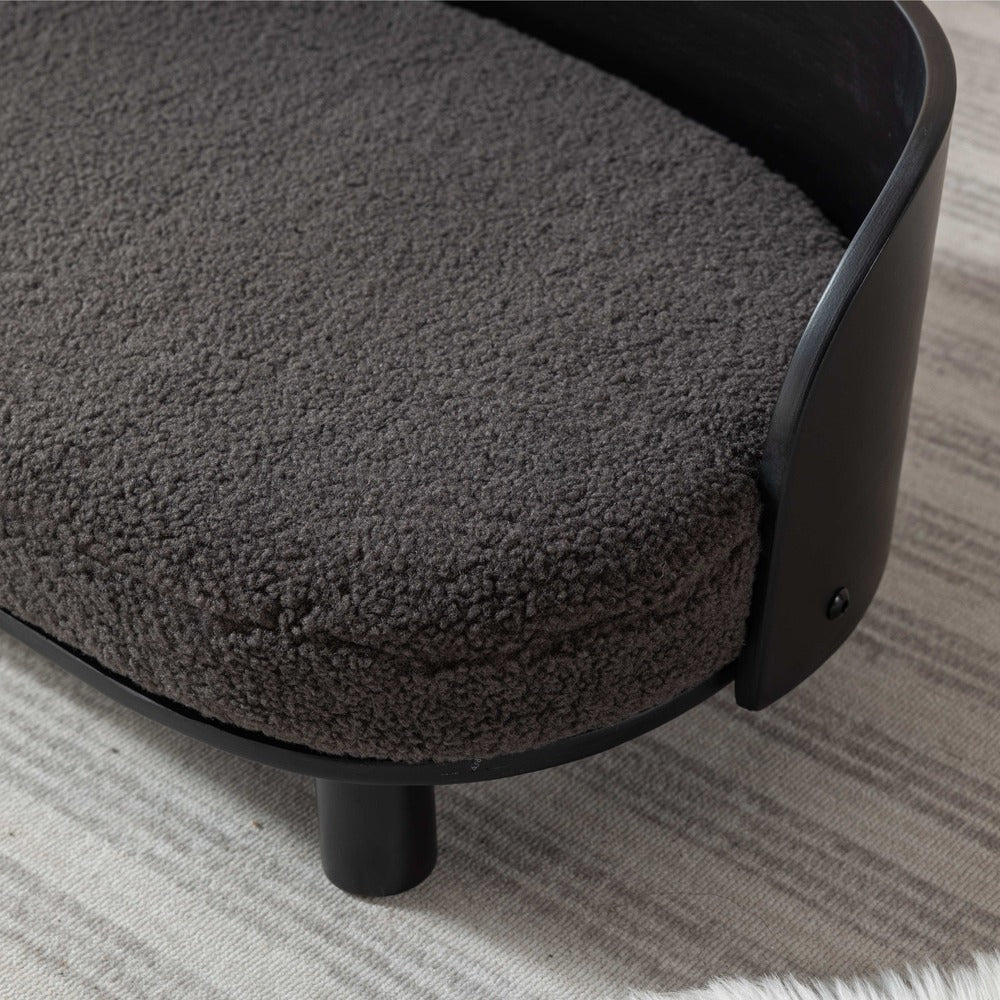 Dog Bed Solid Wood Leg Cashmesh Cushion Black Darcy Grey_7