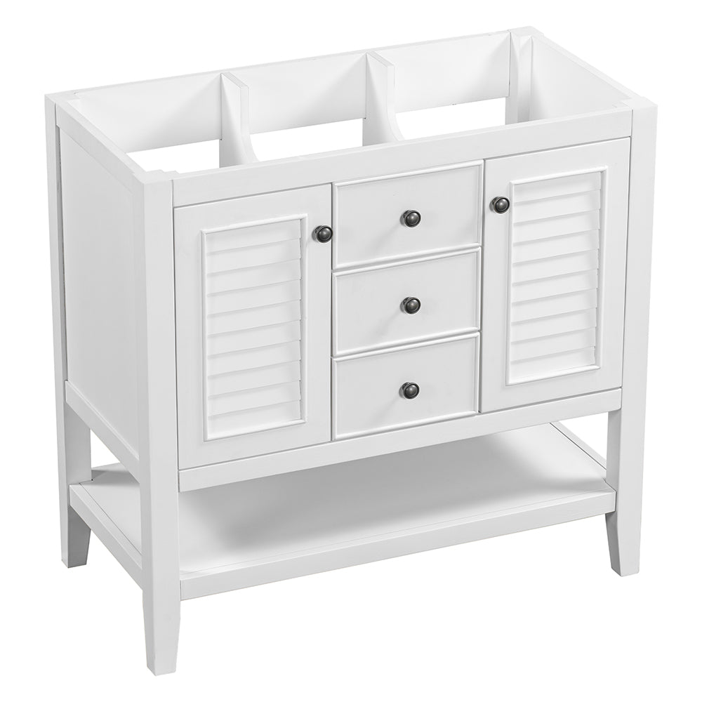 Bathroom Vanity Base with Cabinets, Drawers & Open Shelf - White_3