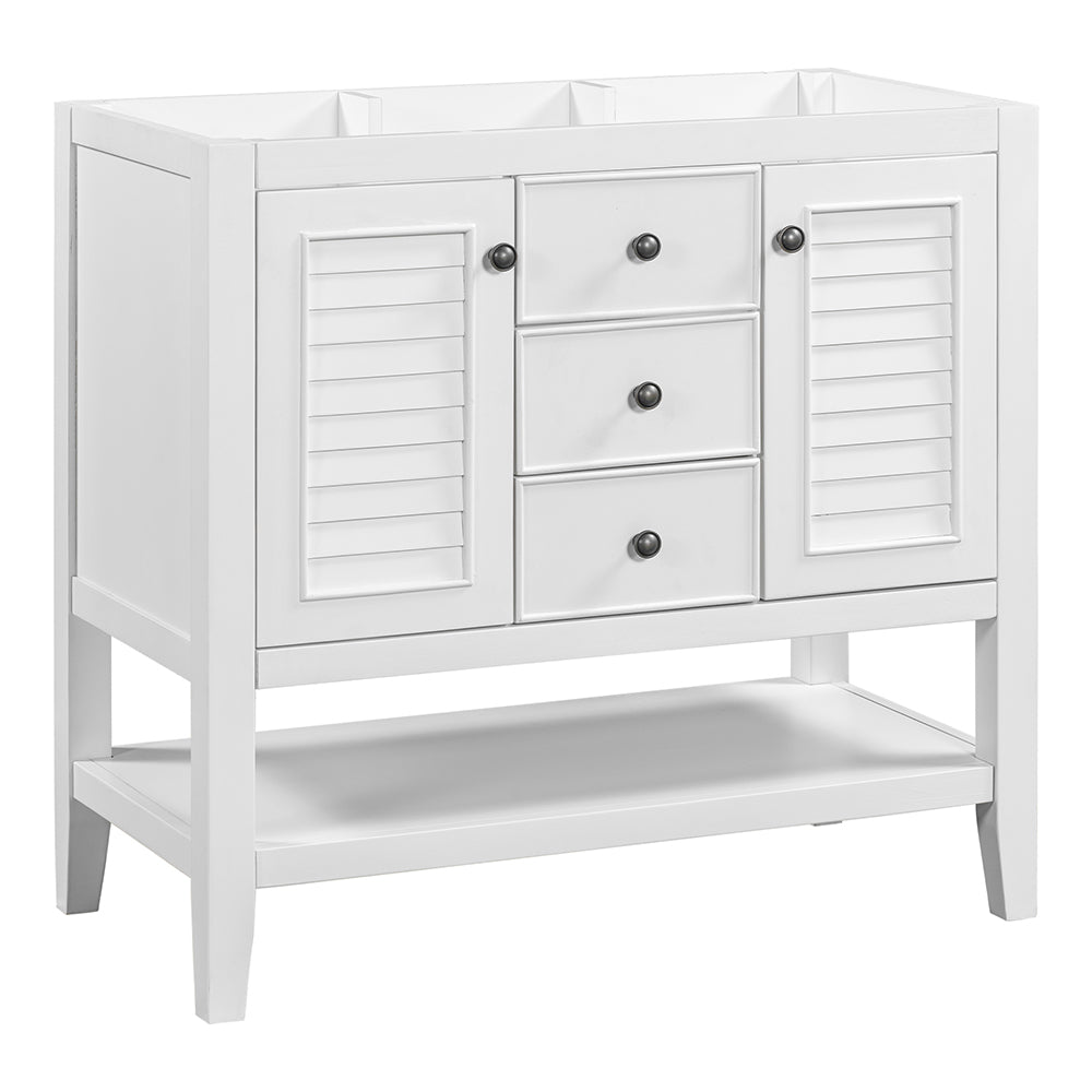 Bathroom Vanity Base with Cabinets, Drawers & Open Shelf - White_1