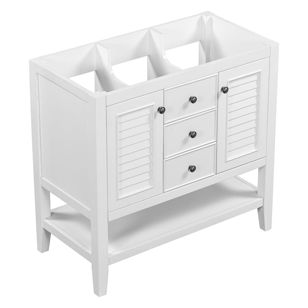 Bathroom Vanity Base with Cabinets, Drawers & Open Shelf - White_5