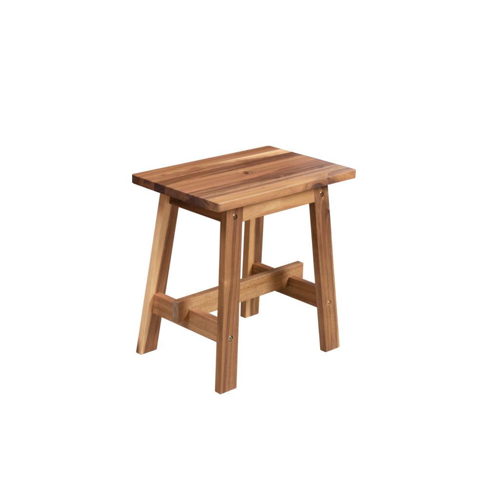 Acacia Wood Rectangle Stool Strong Weight Capacity, Natural Color_1