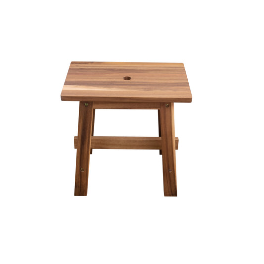 Acacia Wood Rectangle Stool Strong Weight Capacity, Natural Color_0