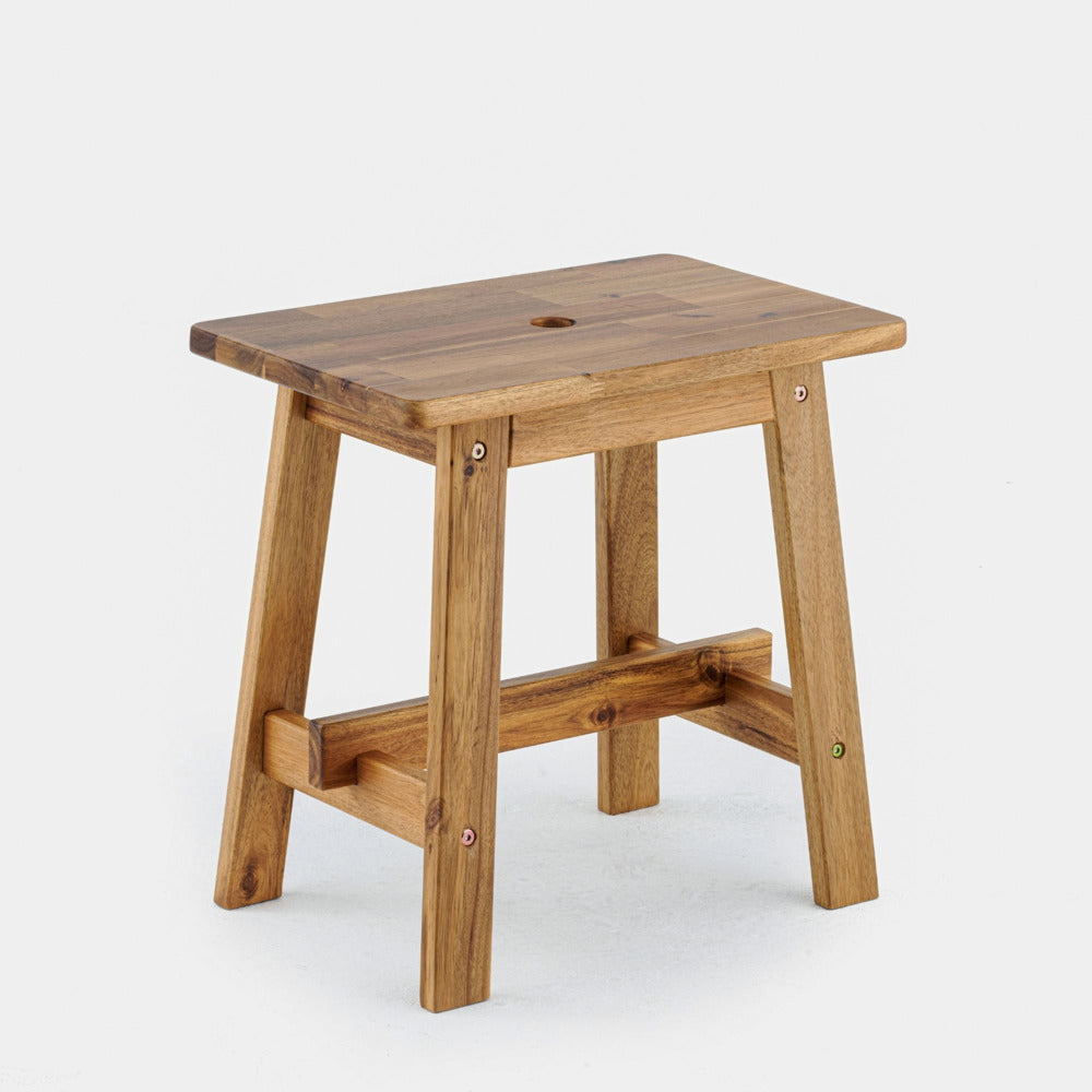 Acacia Wood Rectangle Stool Strong Weight Capacity, Natural Color_5