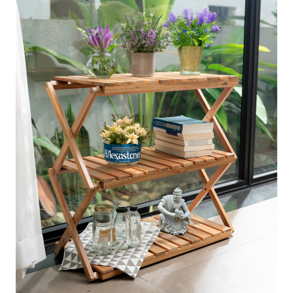 Acacia 3-Tier Foldable Wooden Stand Natural_2
