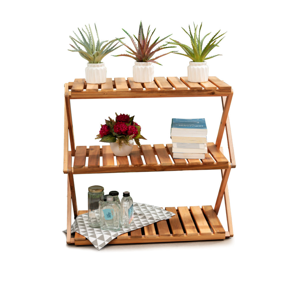 Acacia 3-Tier Foldable Wooden Stand Natural_3
