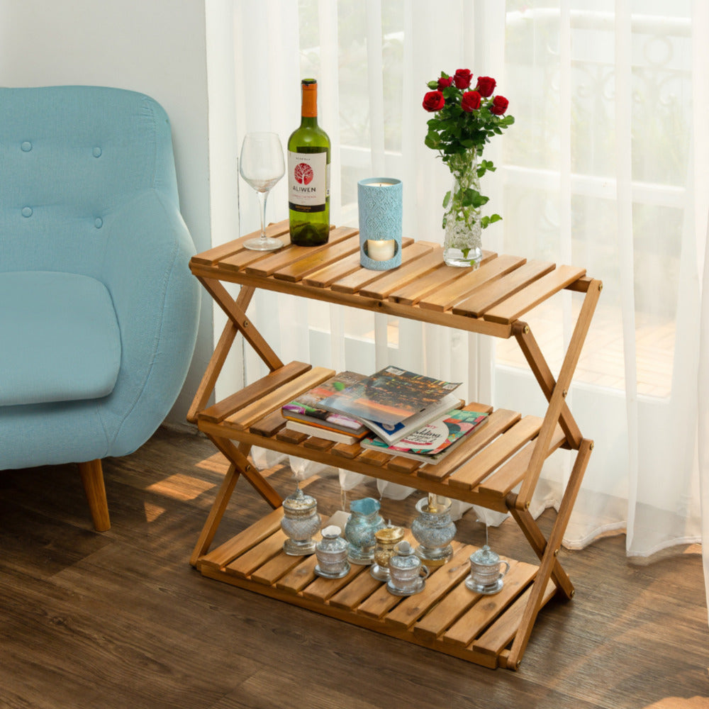 Acacia 3-Tier Foldable Wooden Stand Natural_7