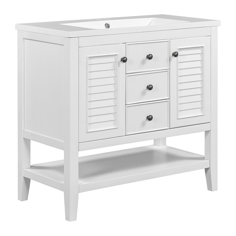 36 Inch Bathroom Vanity with Ceramic Basin - White_7