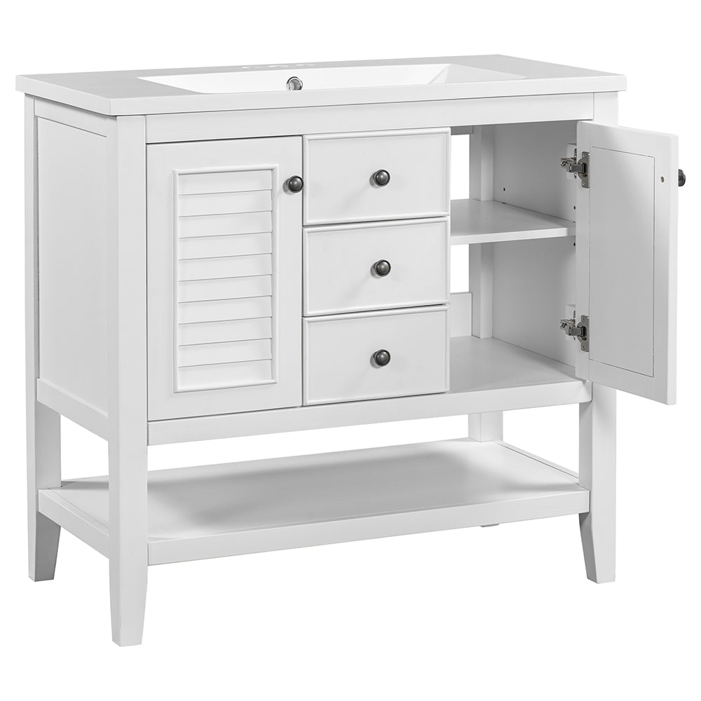 36 Inch Bathroom Vanity with Ceramic Basin - White_6