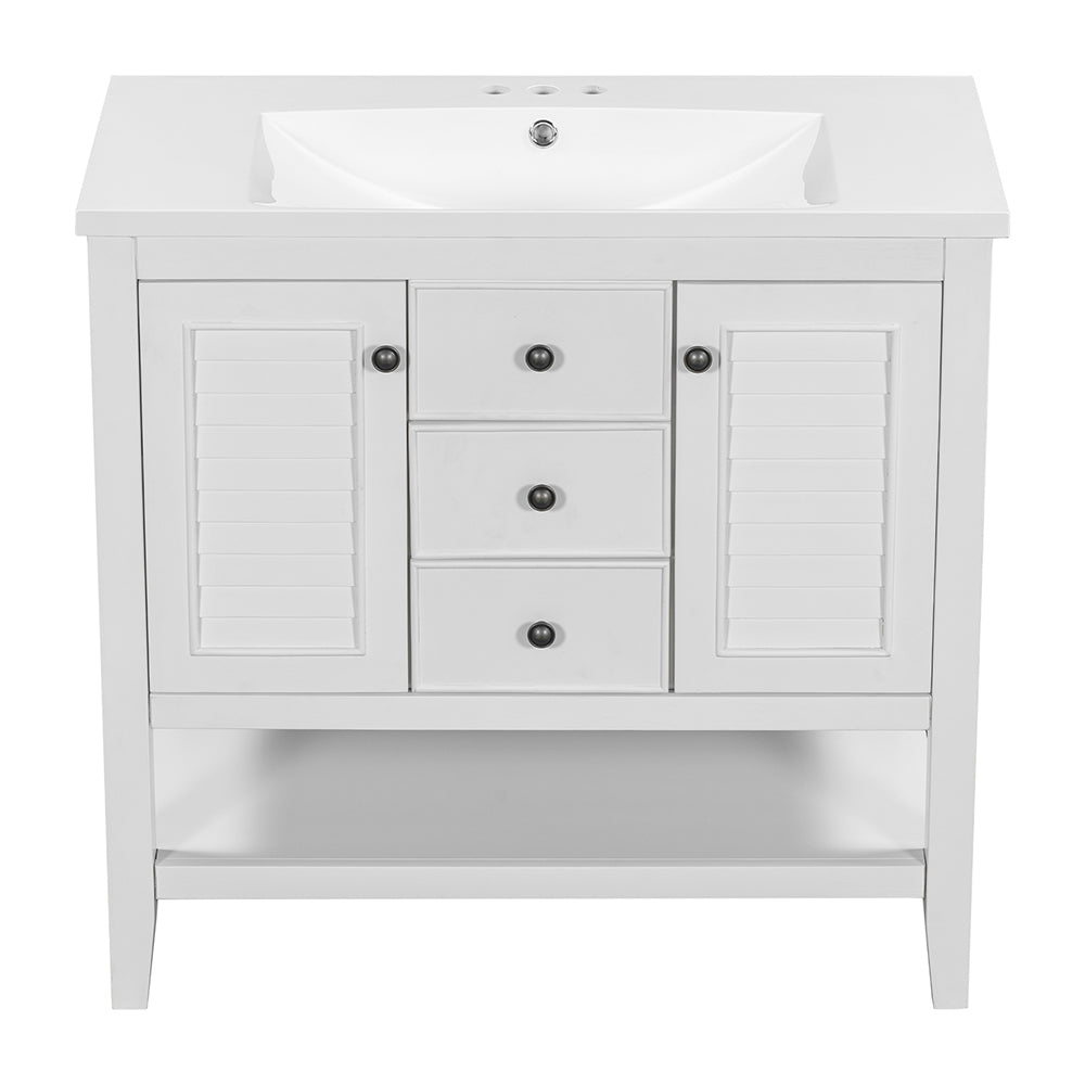 36 Inch Bathroom Vanity with Ceramic Basin - White_4