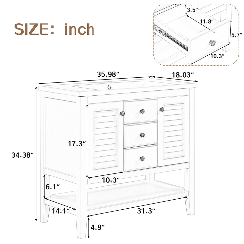 36 Inch Bathroom Vanity with Ceramic Basin - White_11