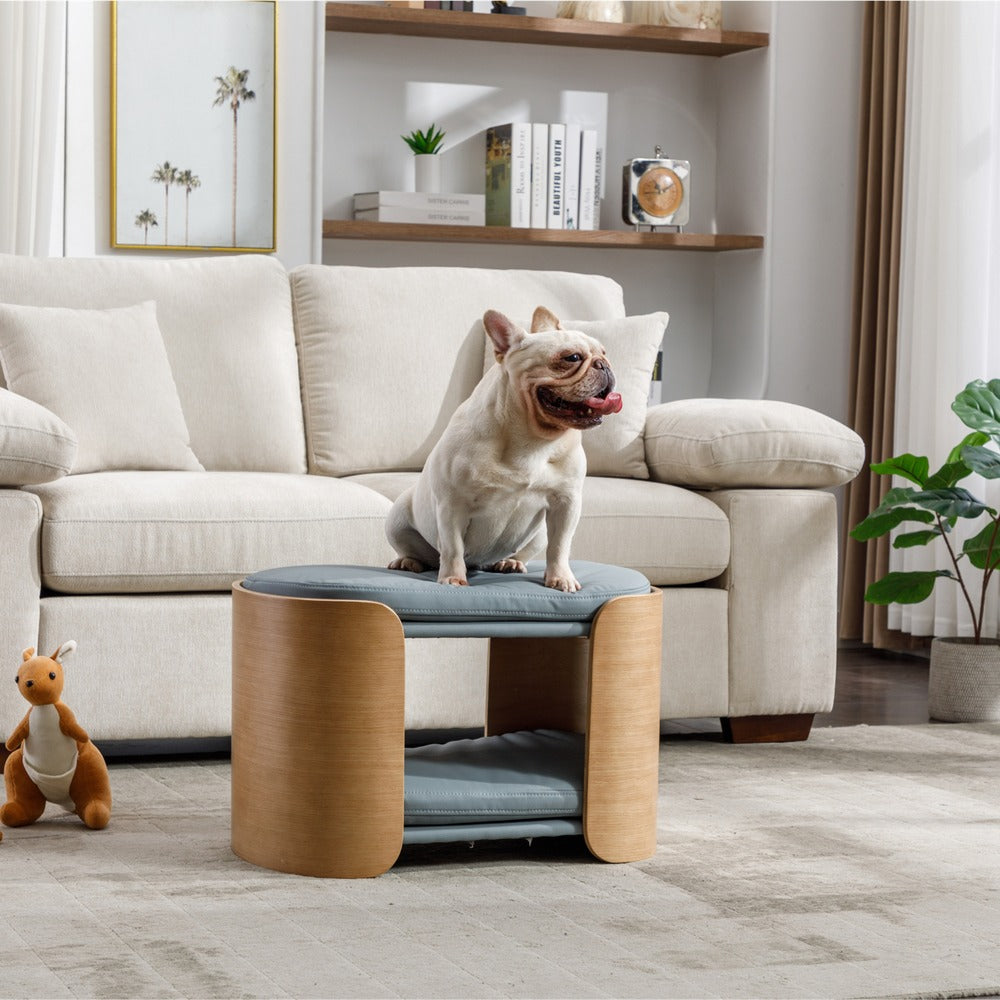 Pet Sofa Wood Leg Bent Back Scratch-Resistant Medium Dark Grey_5