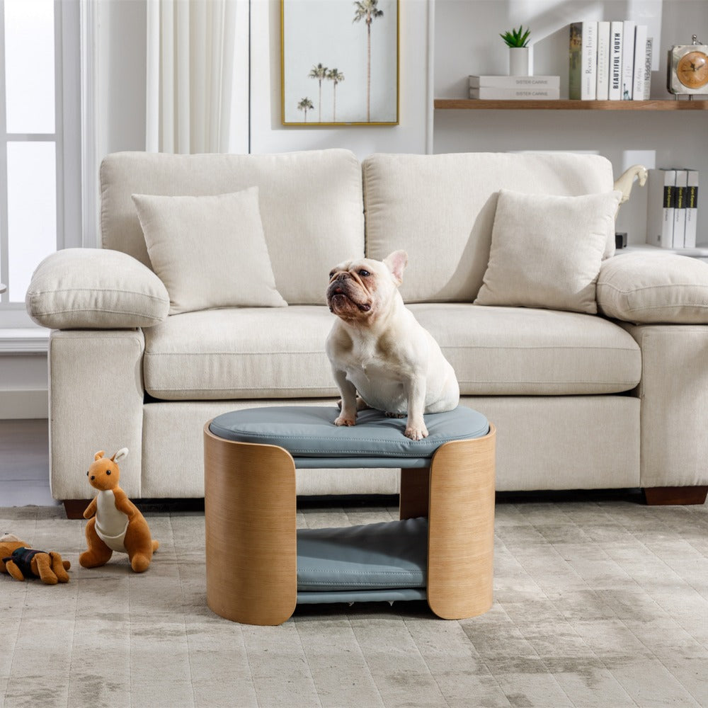 Pet Sofa Wood Leg Bent Back Scratch-Resistant Medium Dark Grey_7