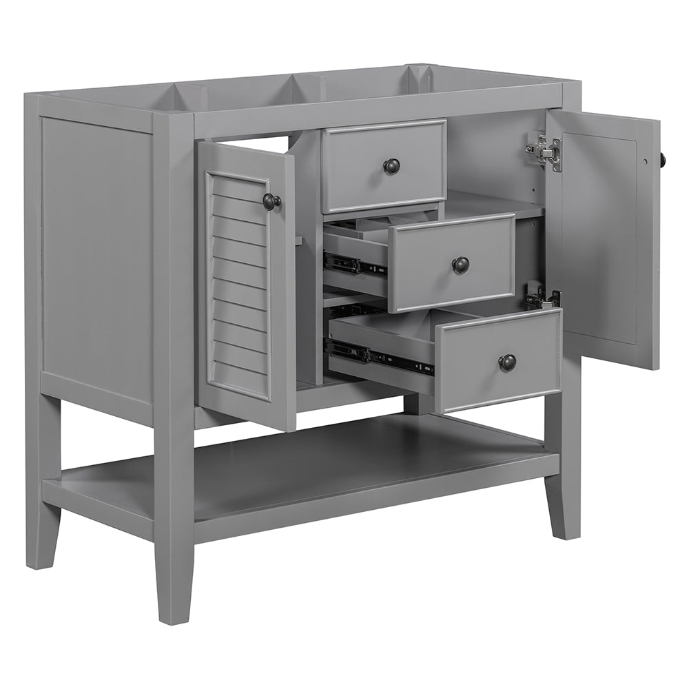 36 Inch Bathroom Vanity Base with Cabinets - Grey_2