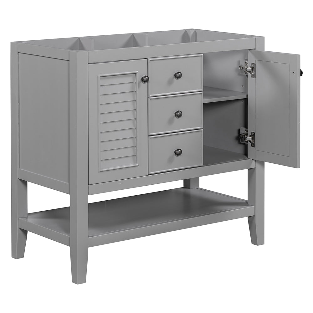 36 Inch Bathroom Vanity Base with Cabinets - Grey_5